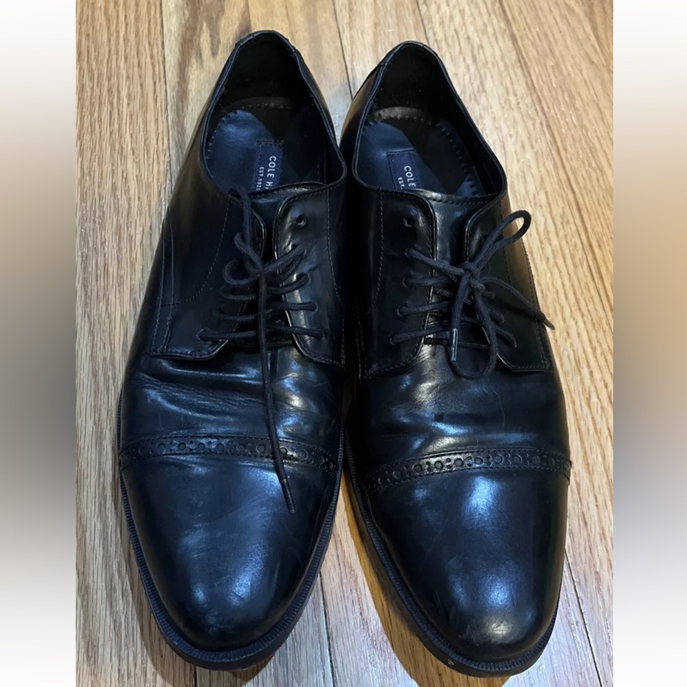 Cole Haan OS Men’s Shoes Black Grand Cap Toe Leather Waterproof Dress 9.5M